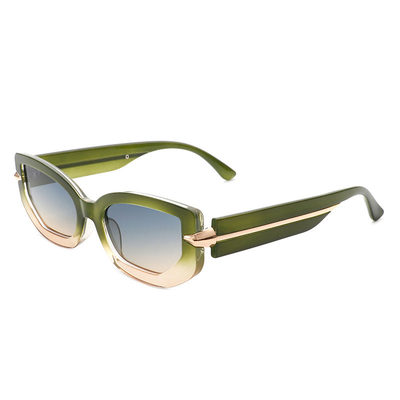 Wholesale PC Small Frame Cat Eye Metal Bar Polygon Sunglasses